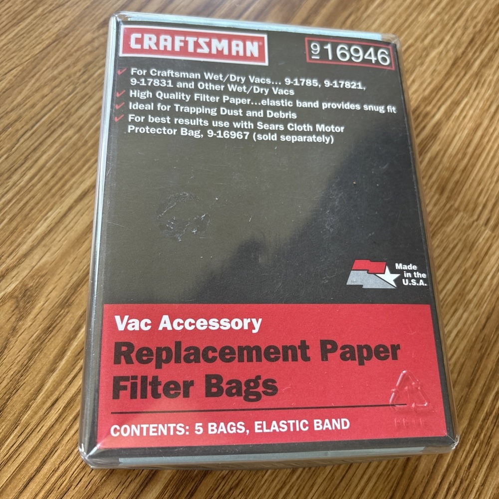 5 Craftsman 9-16946 Replacement Filter Bags for 9-1785 9-17821 9-17831 Vacs